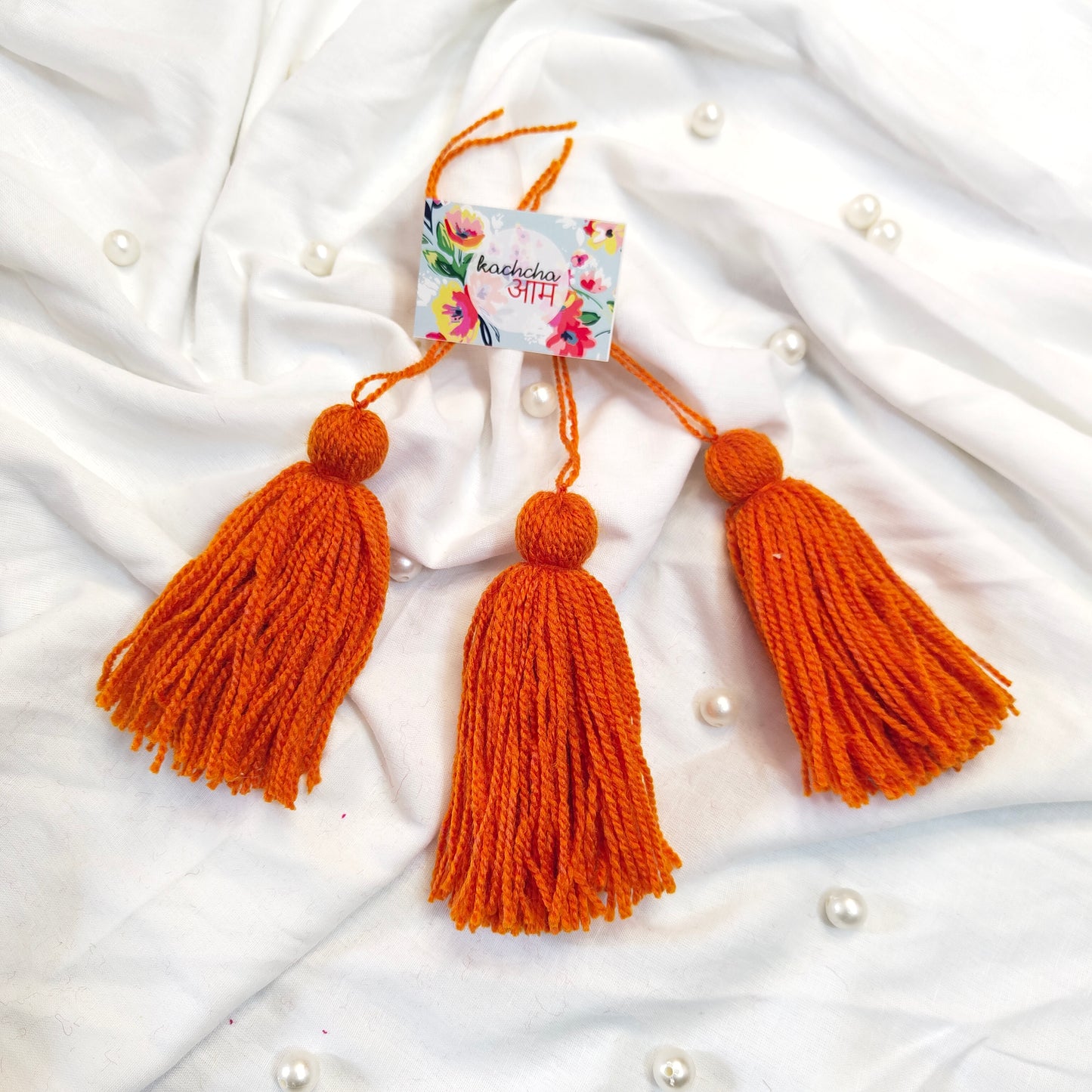 Handmade Big Size Wool Tassels Orange color