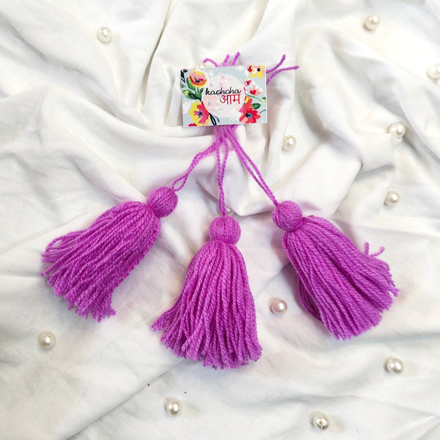 Handmade Big Size Wool Tassels Lavender color