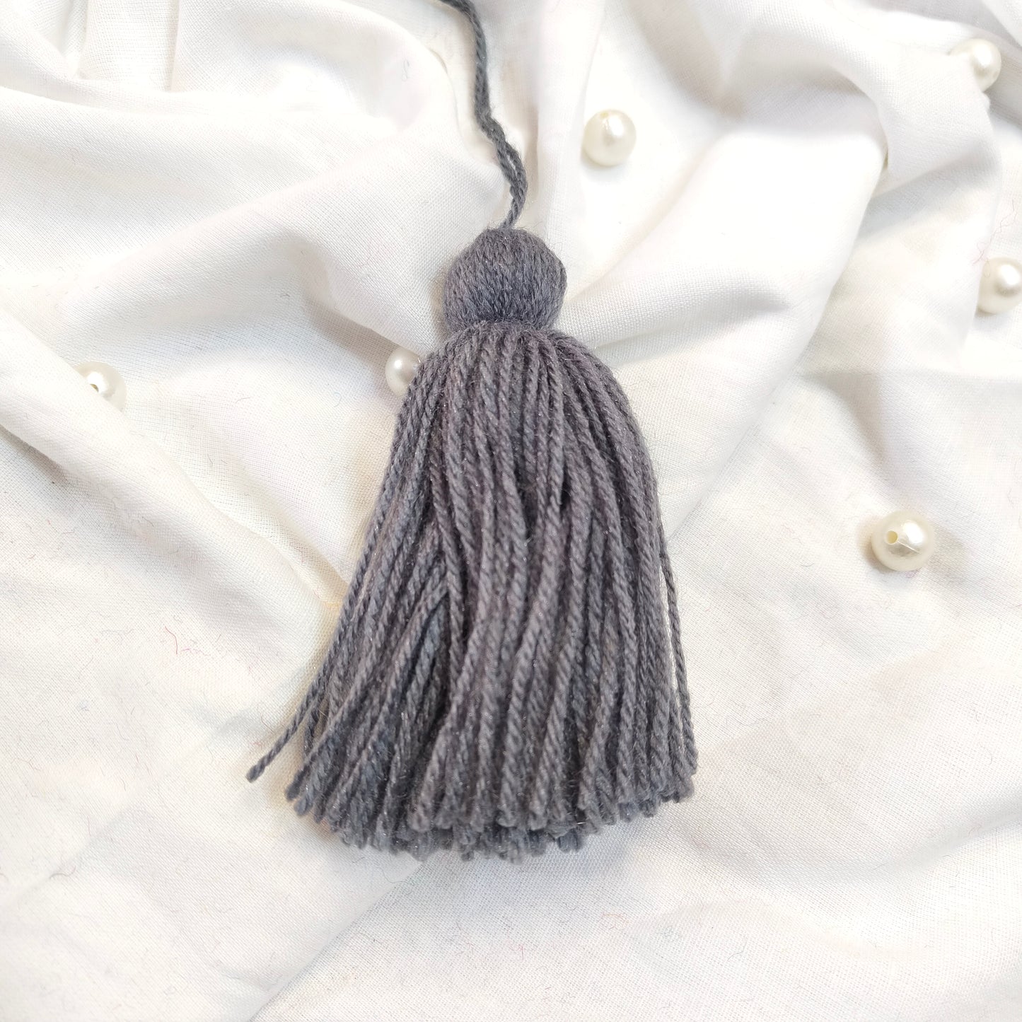 Handmade Big Size Wool Tassels Dark Grey color