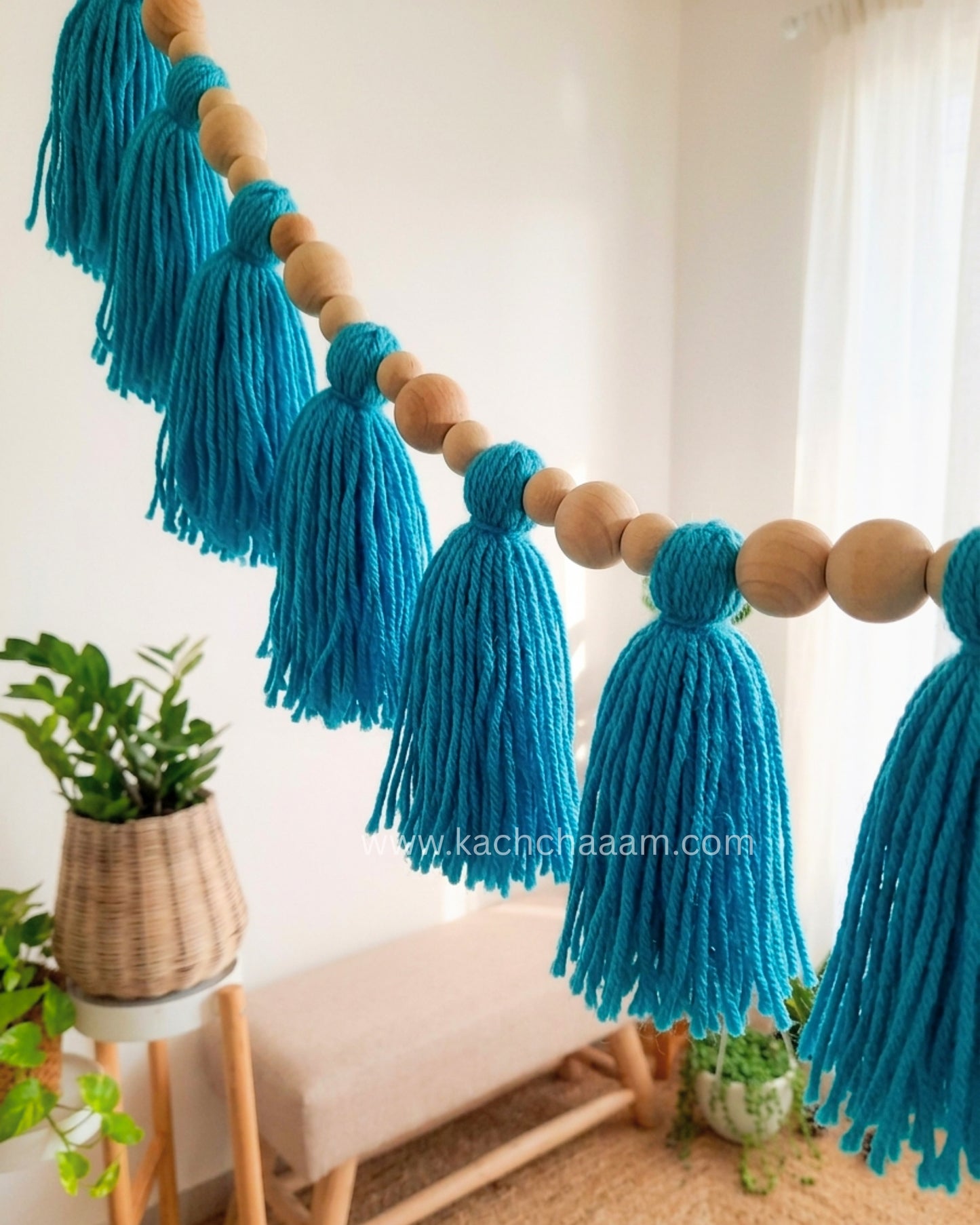 Single Layered Wool Tassel Sky Blue Bunting