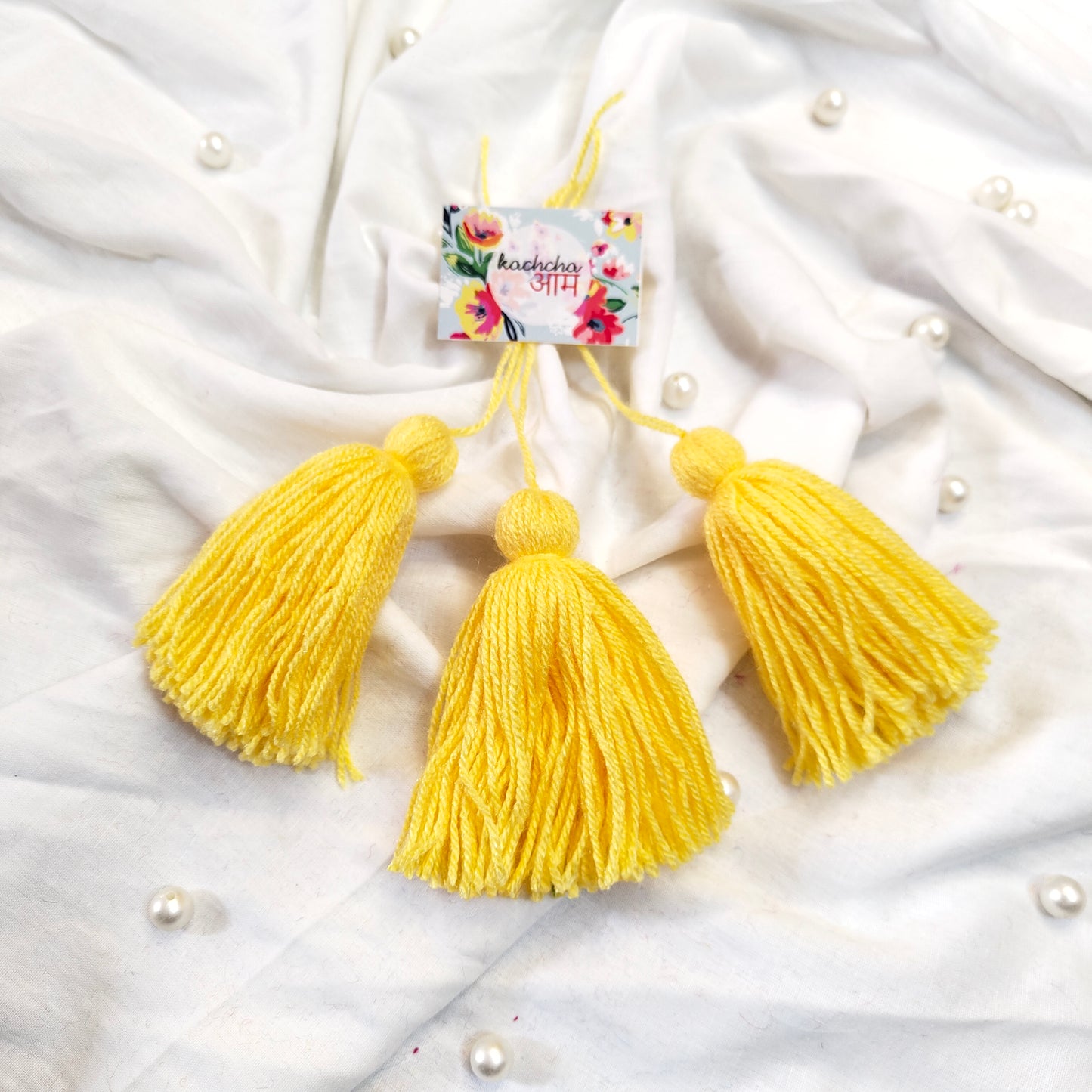 Handmade Big Size Wool Tassels Lemon color