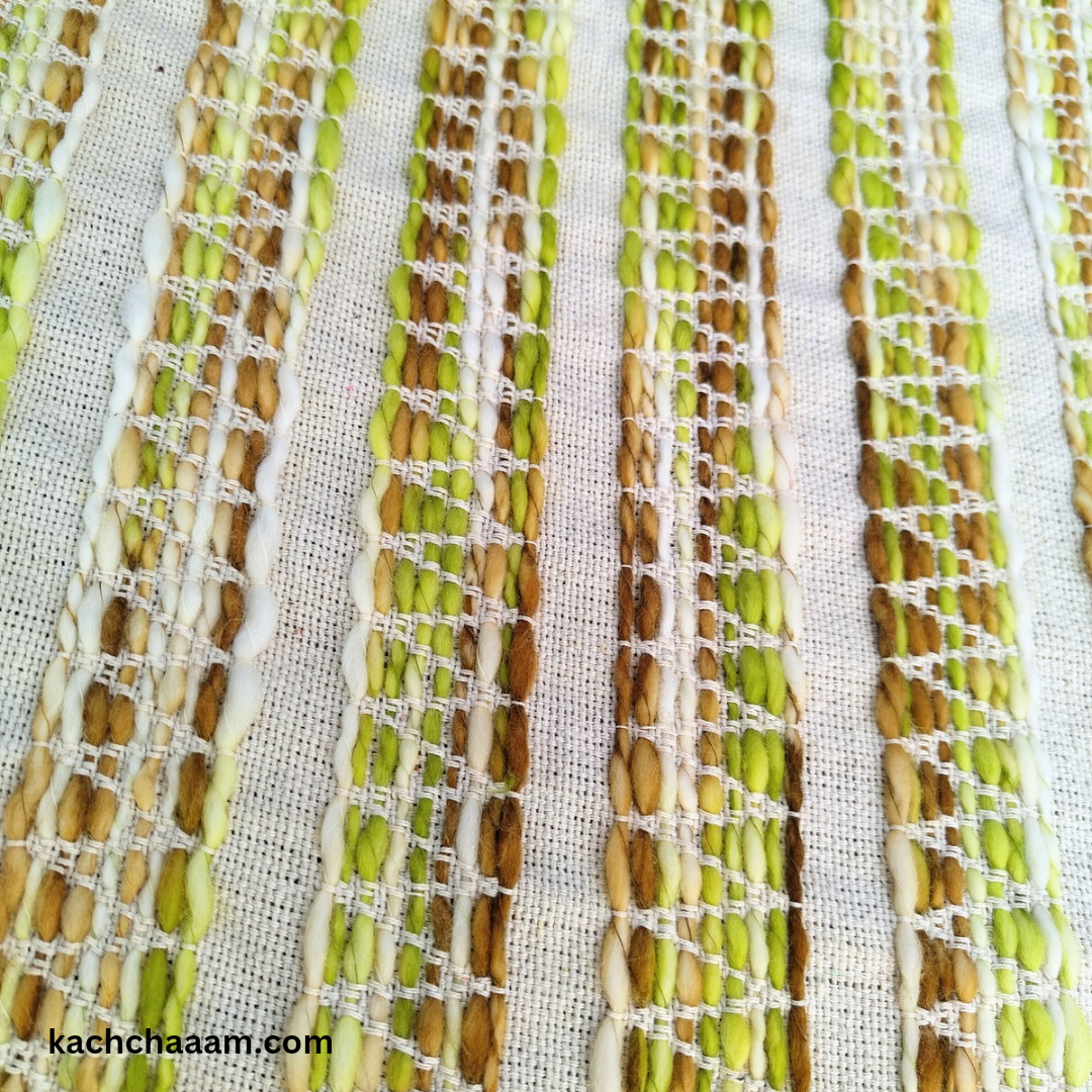 Lime Beige Slub Sofa Cover with Similar Tassels