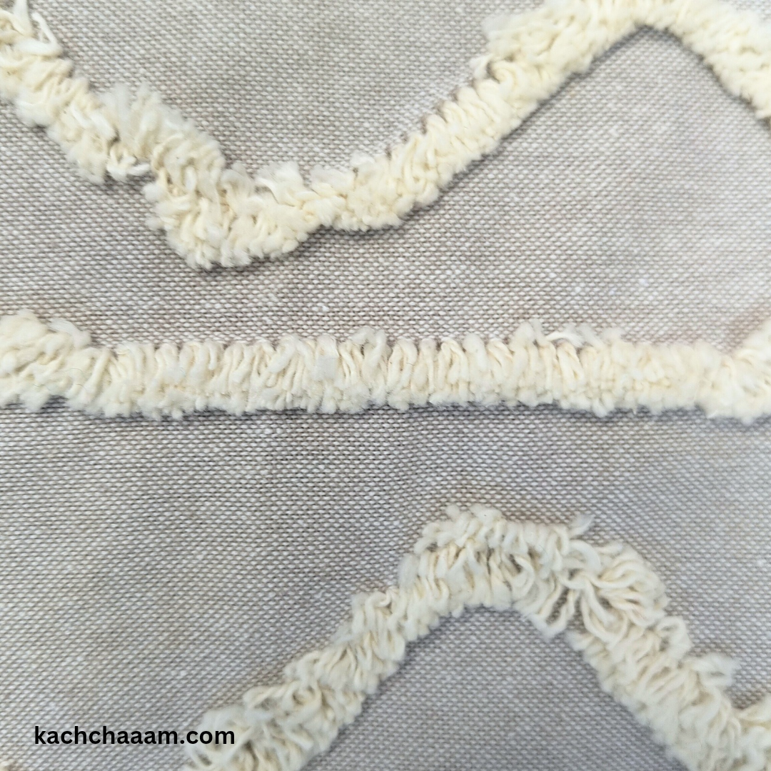 Grey Cotton Tufted Sofa Cover with Sunset Bliss Tassels