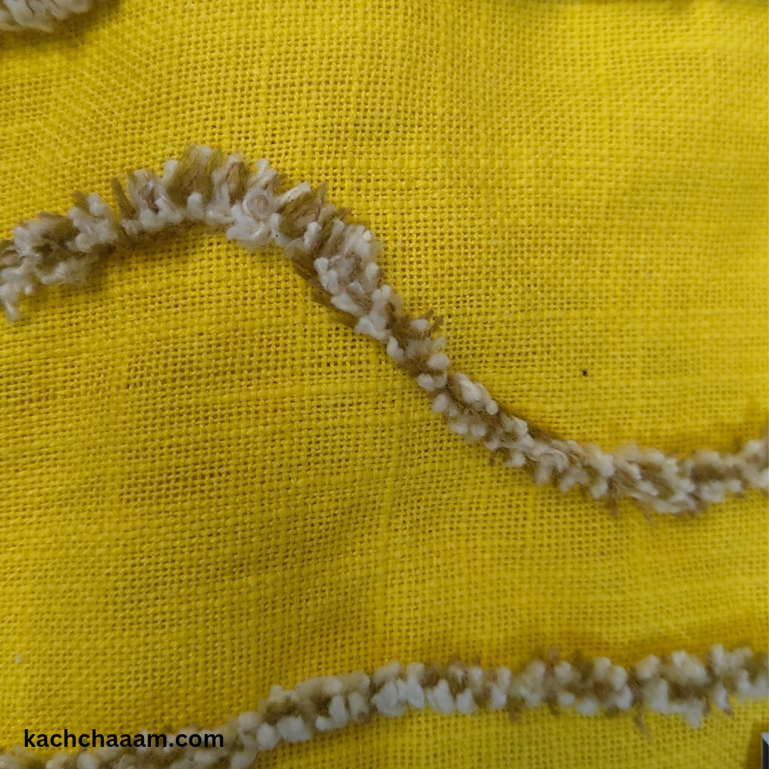 Yellow Tufted Sofa Cover with Tassel