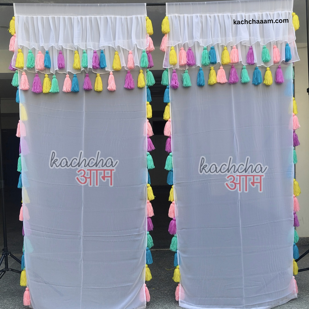 Celestial Tassel Curtains with Double Frills on Top (Cotton & Sheer)