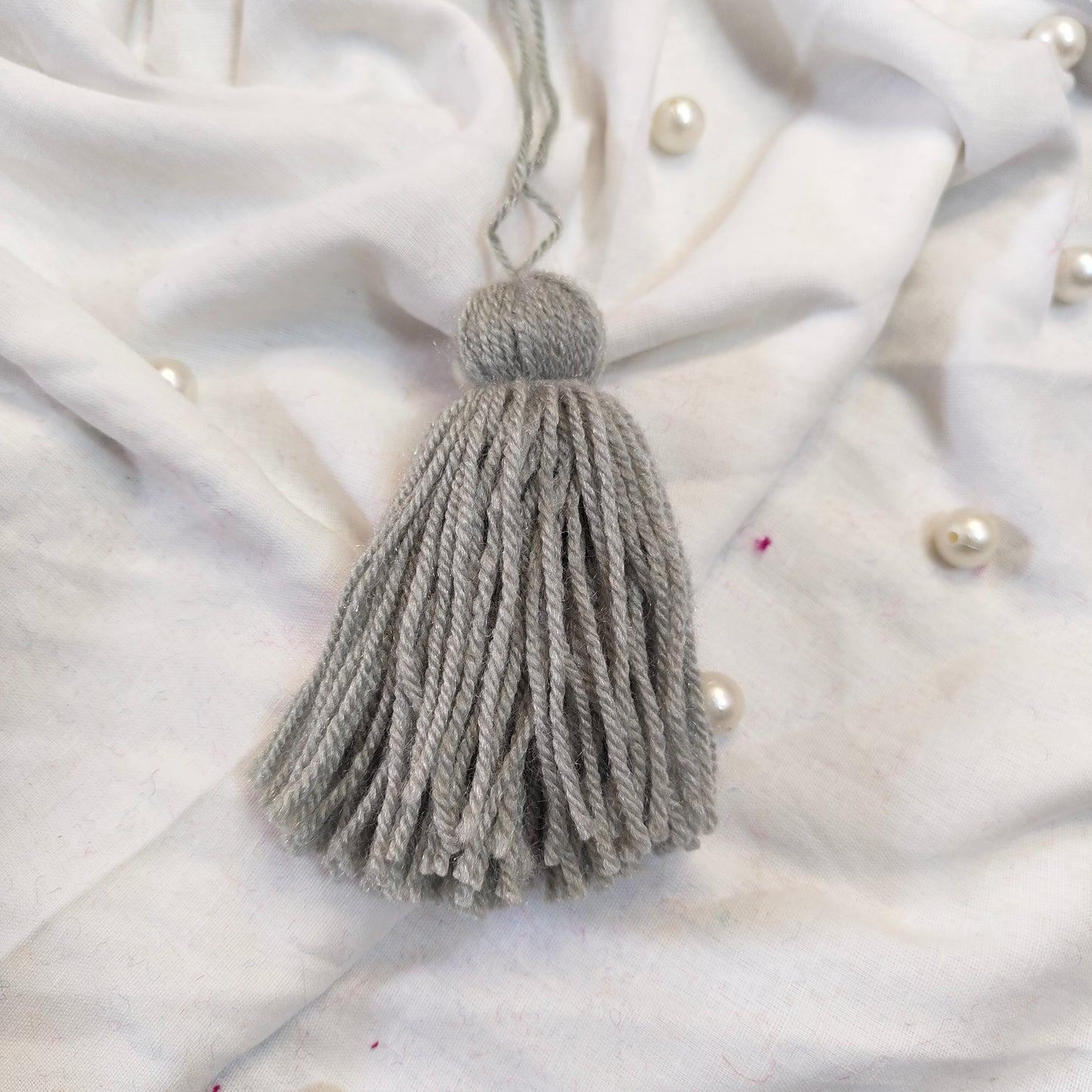 Handmade Big Size Wool Tassels Grey color