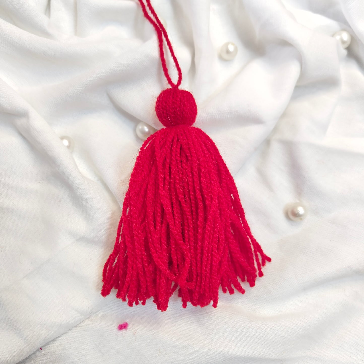 Handmade Big Size Wool Tassels Red color