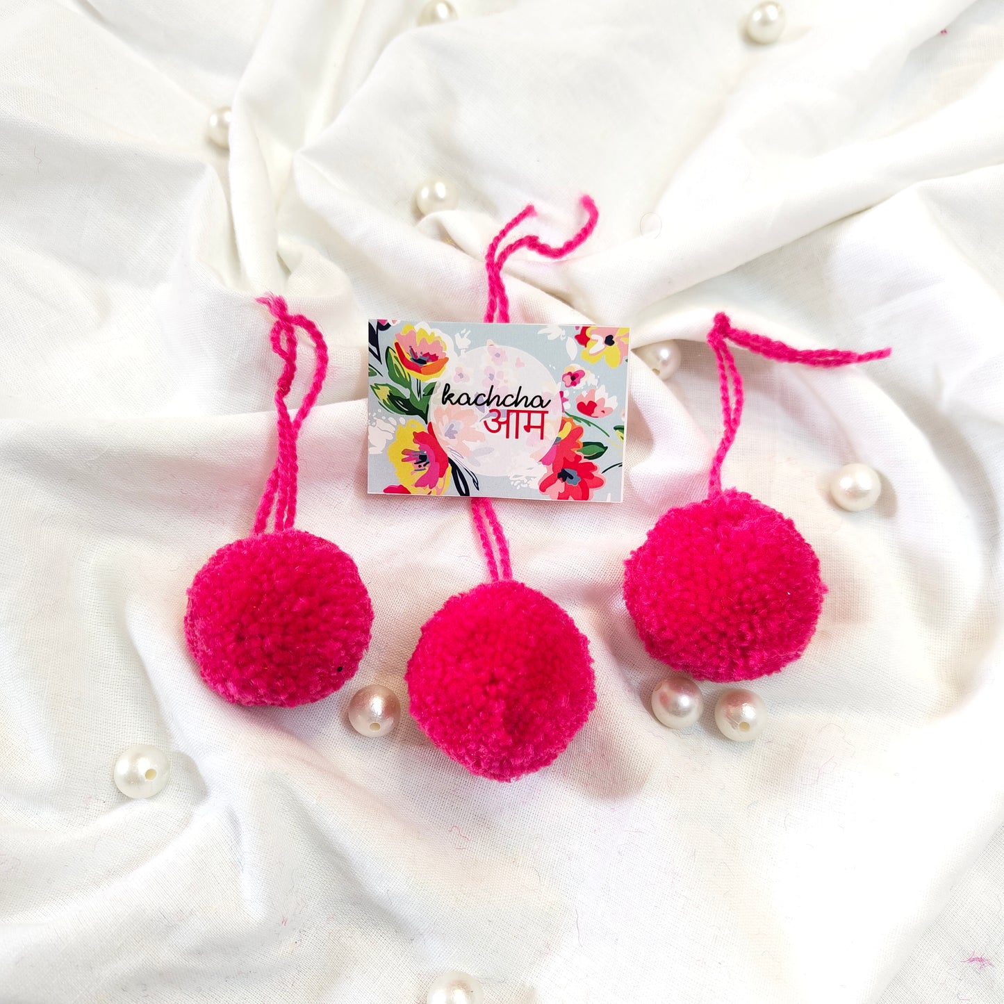 Handmade Premium wool Pompom Pink color