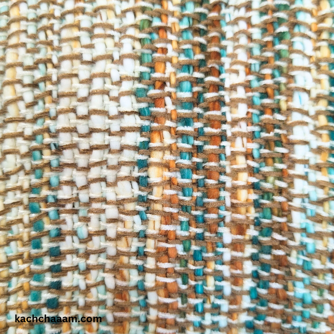 Handloom Sofa Throw cover with Orange and Beige Tassels