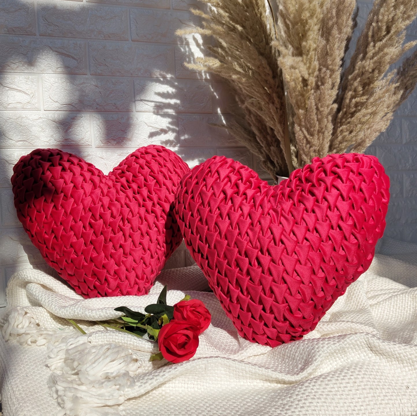 Heart Shape Soft Velvet Cushion (Fiber Filled)