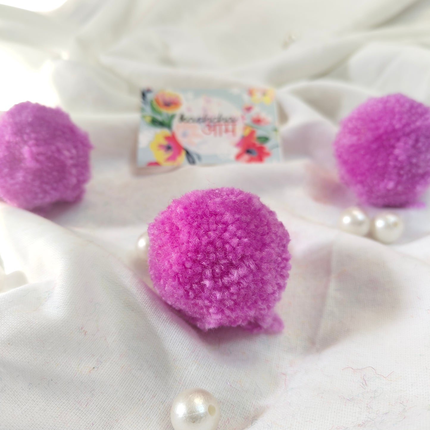 Handmade Premium wool Pompom Lavender color