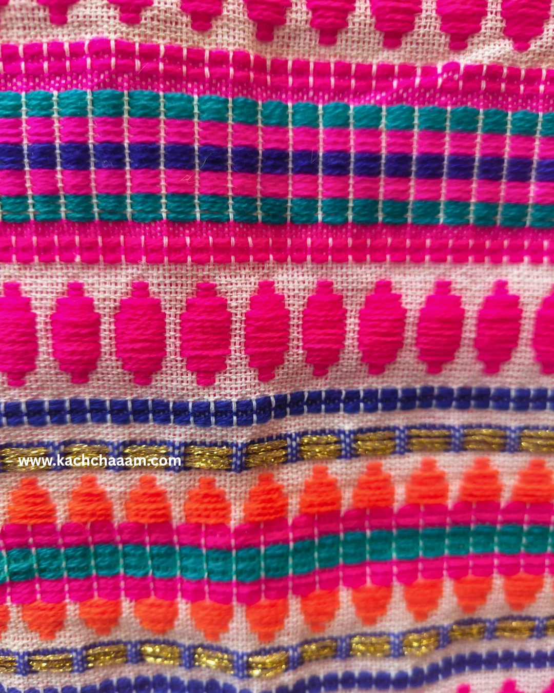 Magenta Jacquard Fridge Cover without Pockets & Multi Tassels