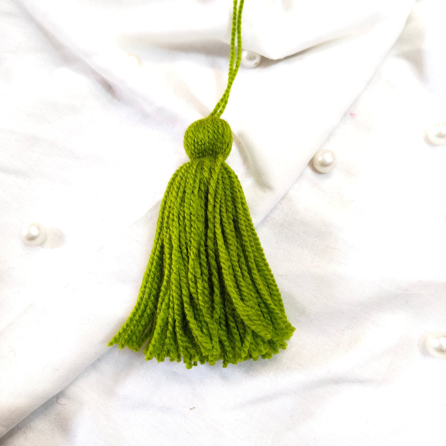 Handmade Big Size Wool Tassels Moss Green color