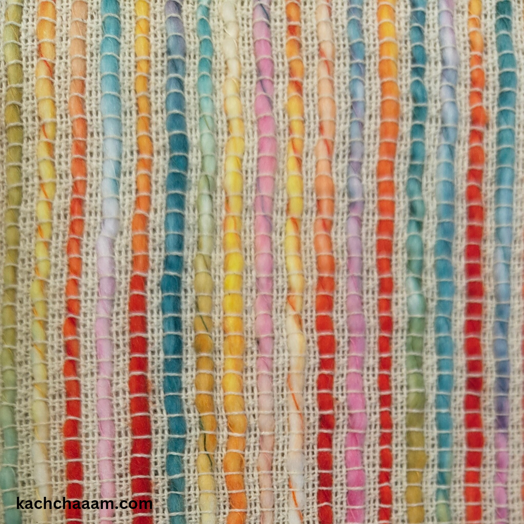 Multi color Slub Sofa Cover with Multi Color Tassels