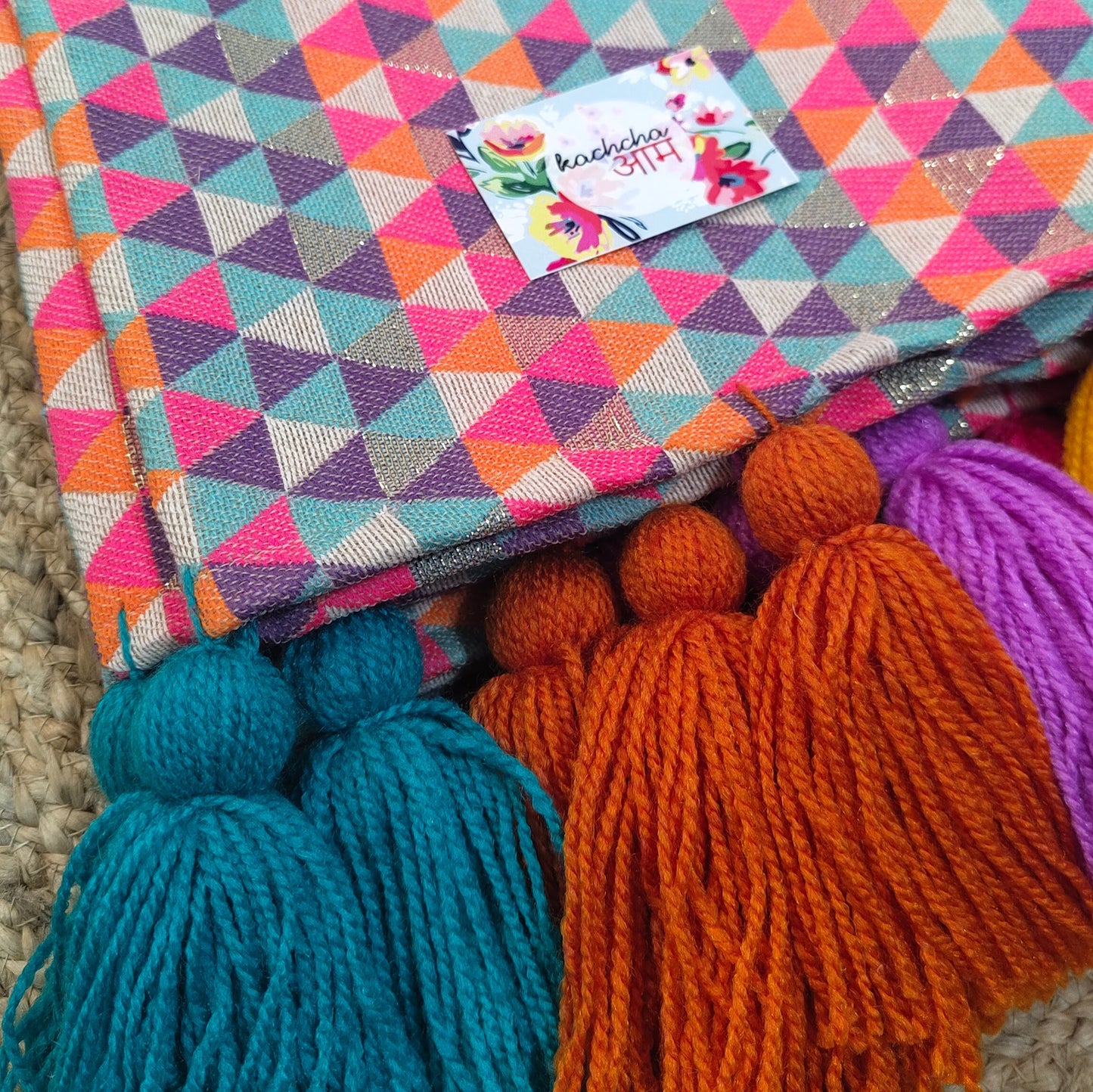 Jacquard Fabric Thick Polyester Sofa cover with Multi Tassels