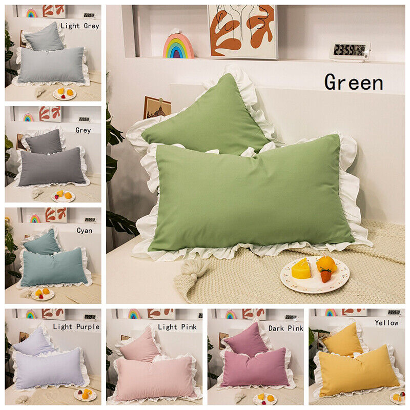 Cotton Frill Pillow Case in Dual Tone