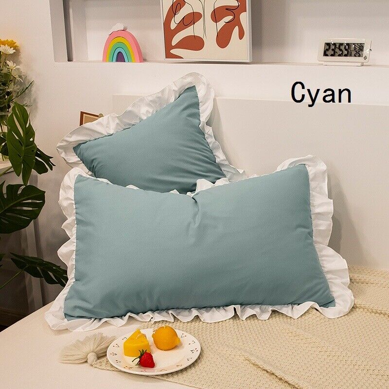 Cotton Frill Pillow Case in Dual Tone