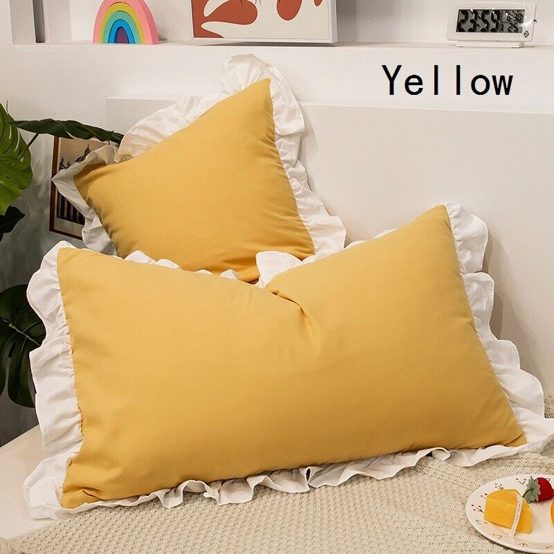 Cotton Frill Pillow Case in Dual Tone