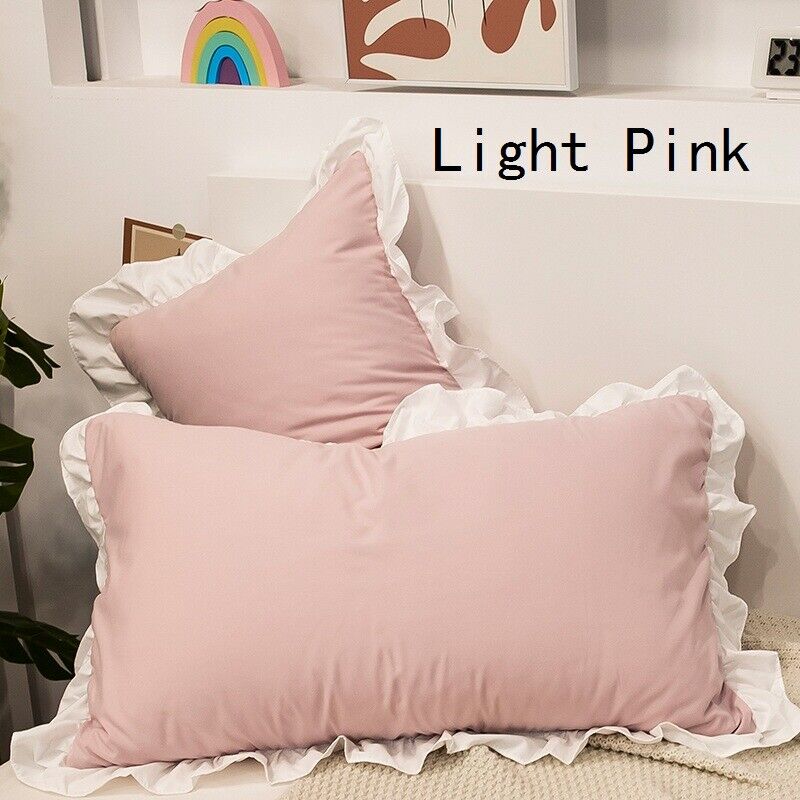 Cotton Frill Pillow Case in Dual Tone