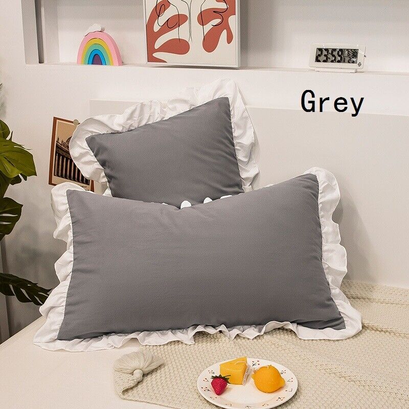 Cotton Frill Pillow Case in Dual Tone