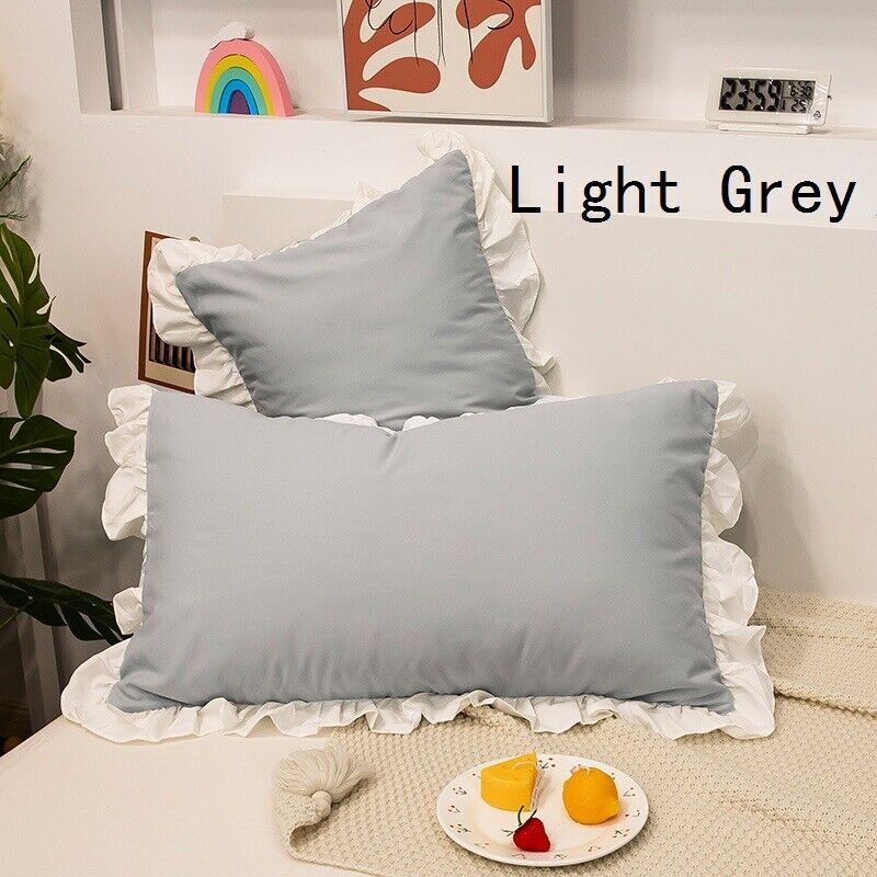 Cotton Frill Pillow Case in Dual Tone