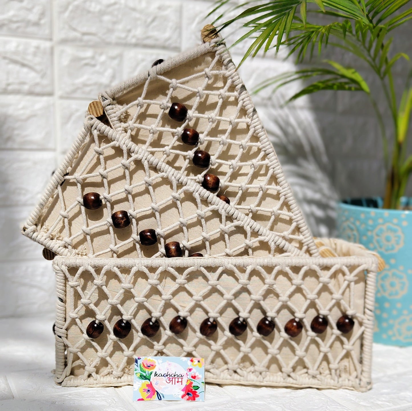 Macrame Storage Baskets with Beads(Set of 3)