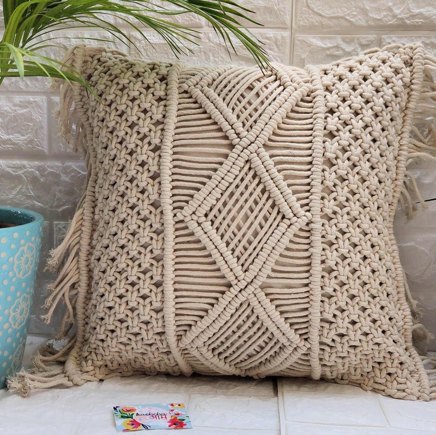 Diamond Macrame Cushion Cover