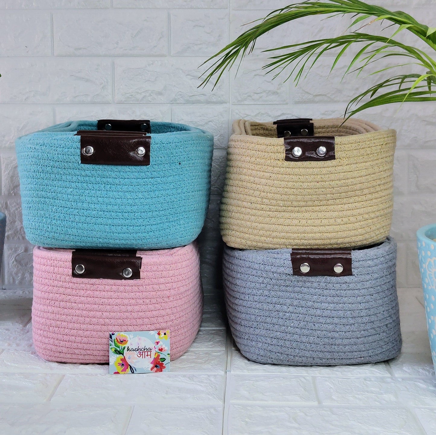 Blue Rectangle Storage Baskets (Set of 3)