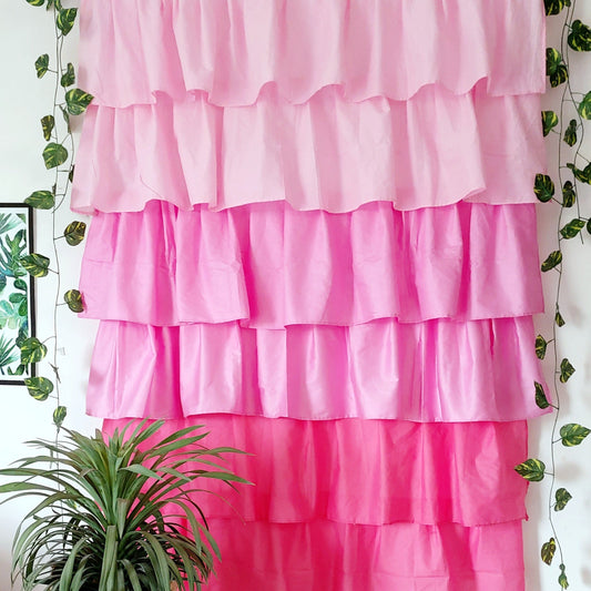 Pink Ombre Full Ruffle Curtains