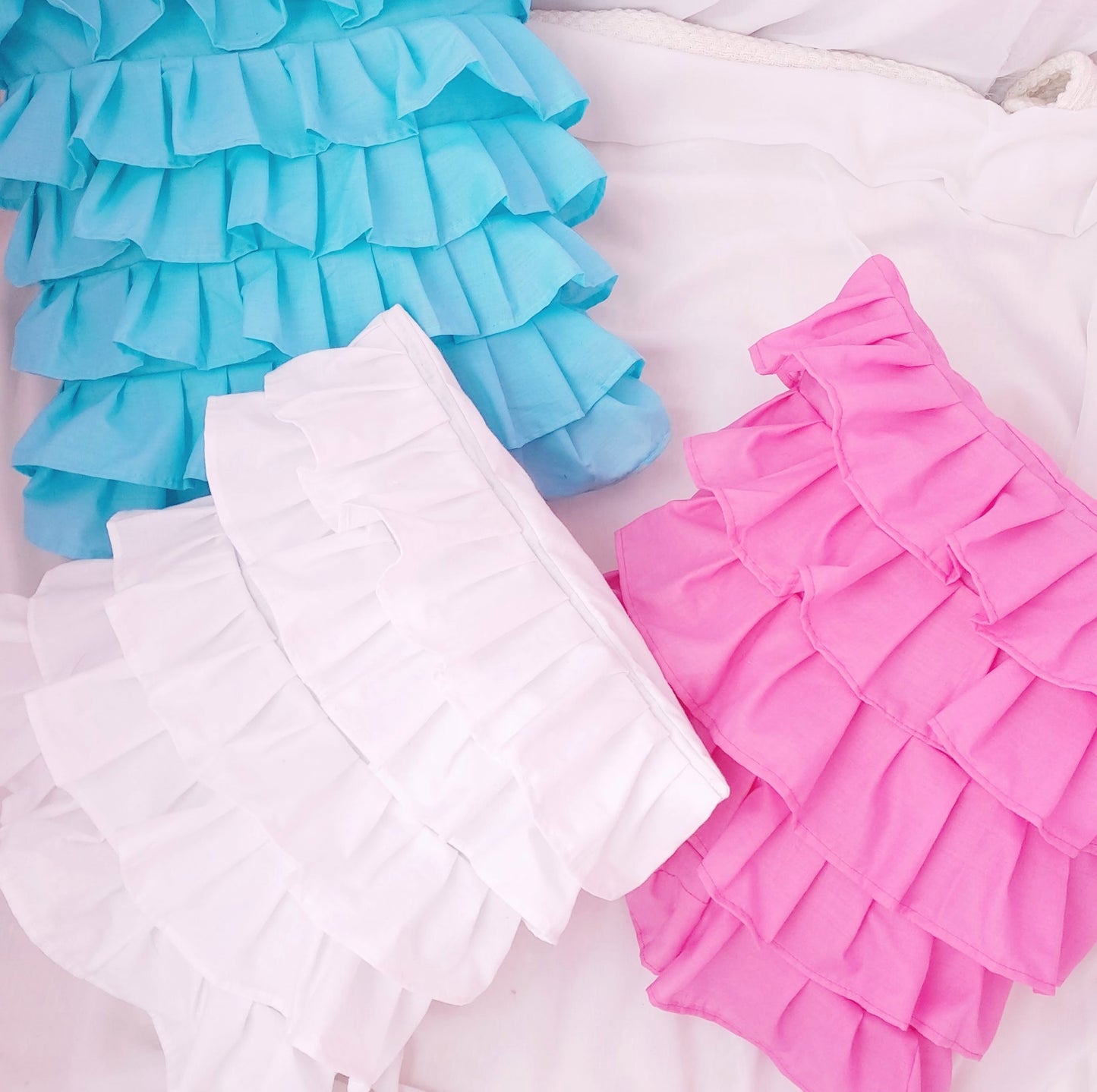 Cotton Ruffle Cushion Cover in Pink - 16x16 Inches with Quality Lining