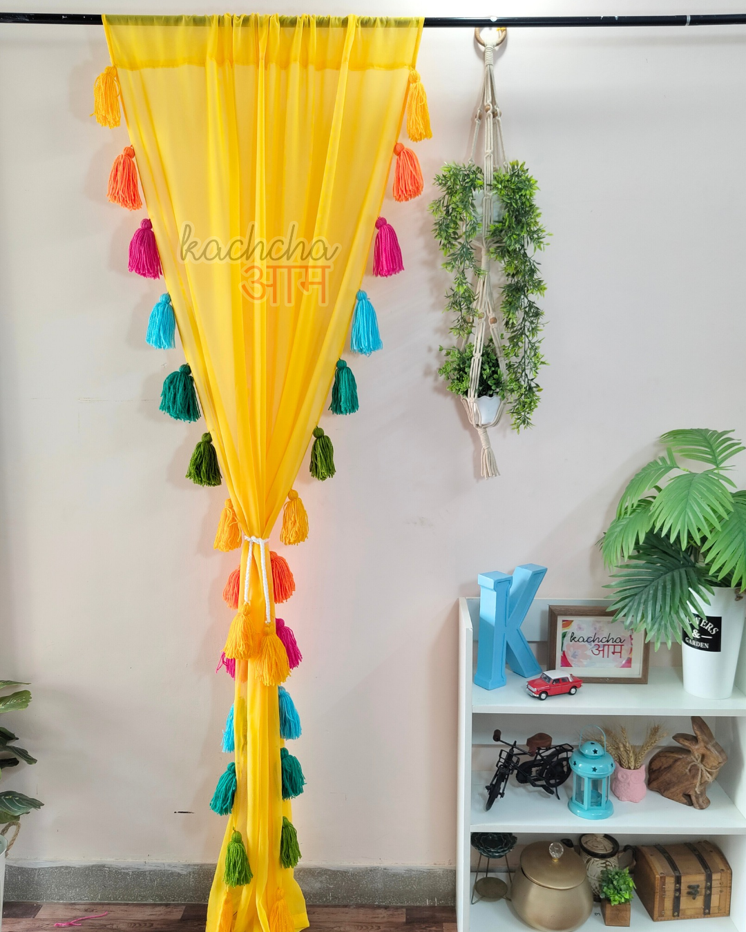 Rainbow Tassel Yellow Curtains (Cotton/Sheer)