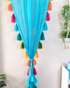 Rainbow Tassel Blue Curtains (Cotton/Sheer)