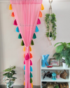 Rainbow Tassel Pink Curtains (Cotton/Sheer)