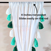 Sea Green Ombre Tassel White Curtains (Cotton & Sheer)