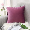 Mauve Pompom Lace Cotton Cushion Cover