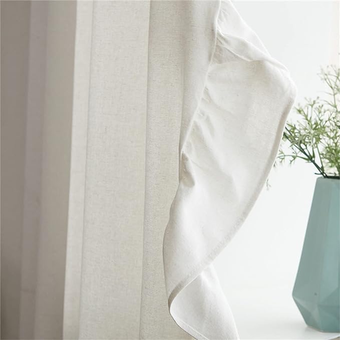White Side Frill Curtains 100% Cotton Material