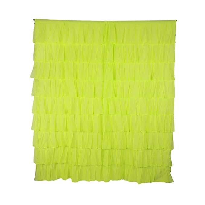 Lime Cotton Full Ruffle Curtains