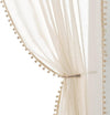 Beige Pompom Lace Georgette Sheer Curtain
