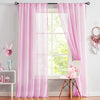 Pink Pompom Lace Georgette Sheer Curtain