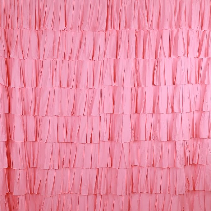 Pink Cotton Full Ruffle Curtains