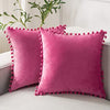 Pink Pompom Lace Cotton Cushion Cover
