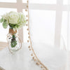 Beige Color Pompom Lace White Sheer Curtain