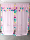 Celestial Tassel Double Layered Baby Pink Curtain with Two Frills on Top