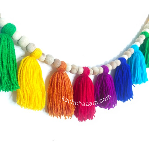 Single Layered Wool Tassel VIBGYOR Bunting
