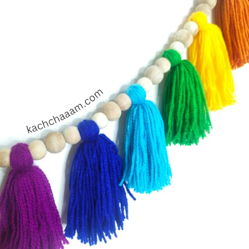 Single Layered Wool Tassel VIBGYOR Bunting