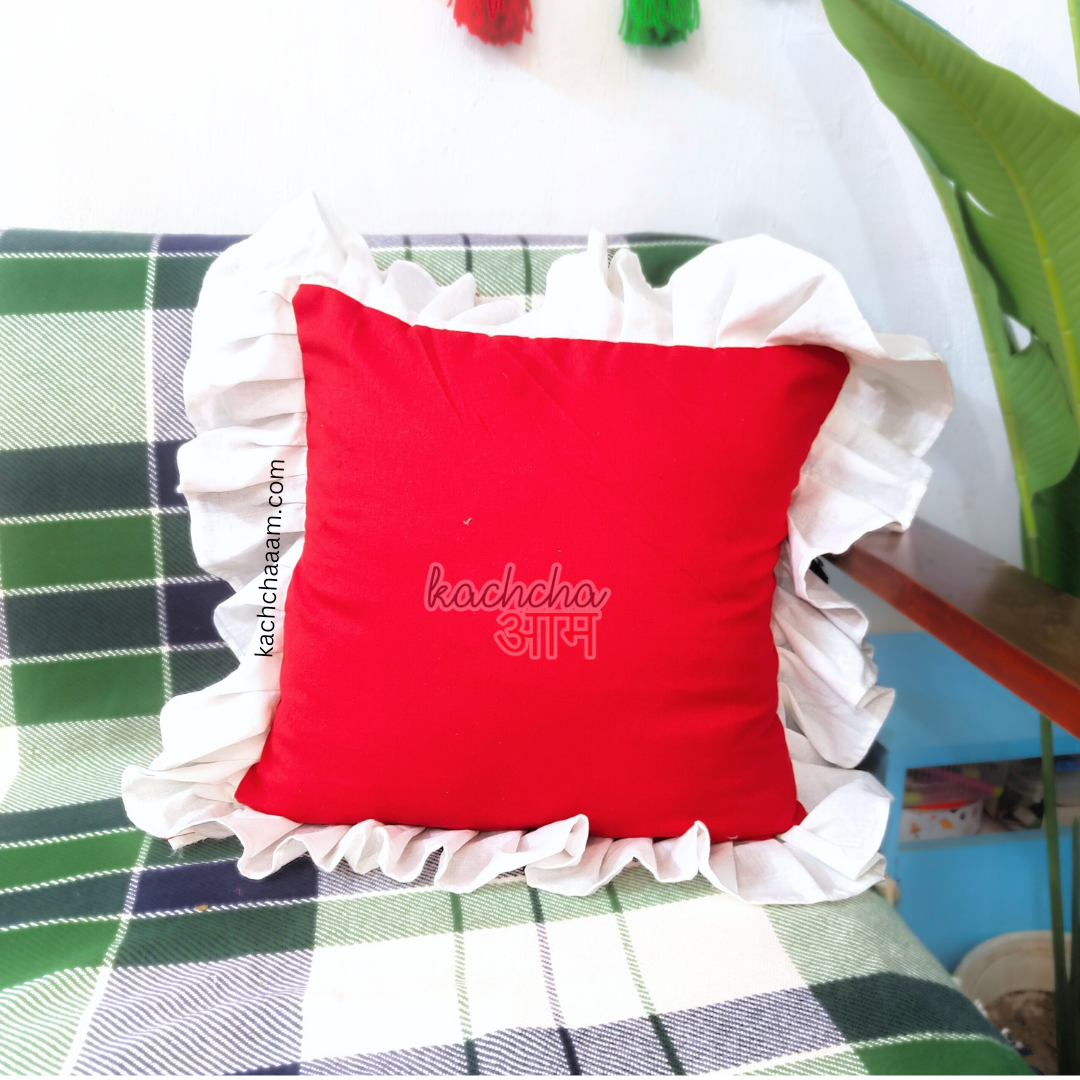 Christmas Dual Frill Cushion Cover Red
