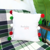 Christmas Pompom White Cotton Cushion Cover with Lining