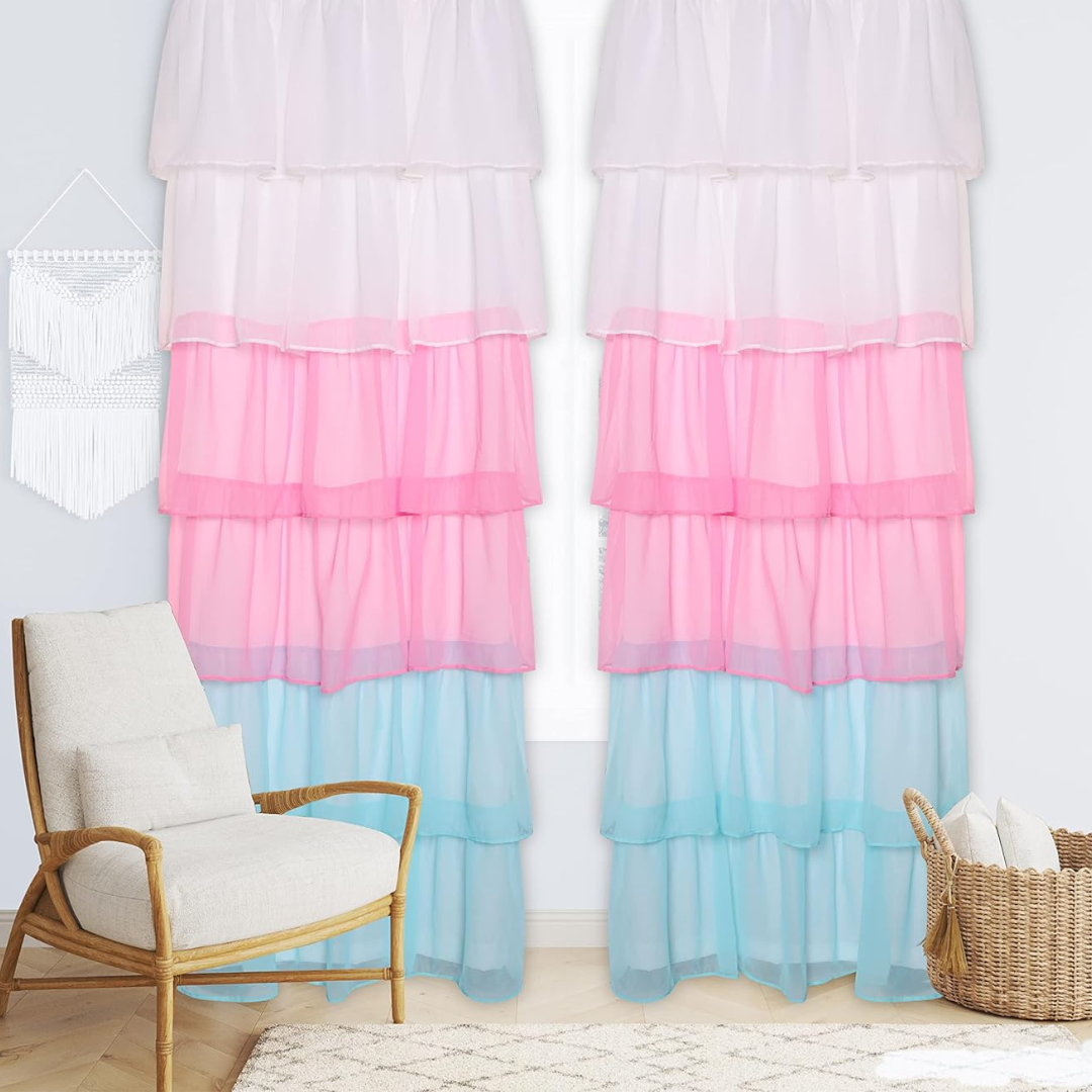 Blush Full Ruffle Curtains