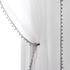 Grey Color Pompom Lace White Sheer Curtain