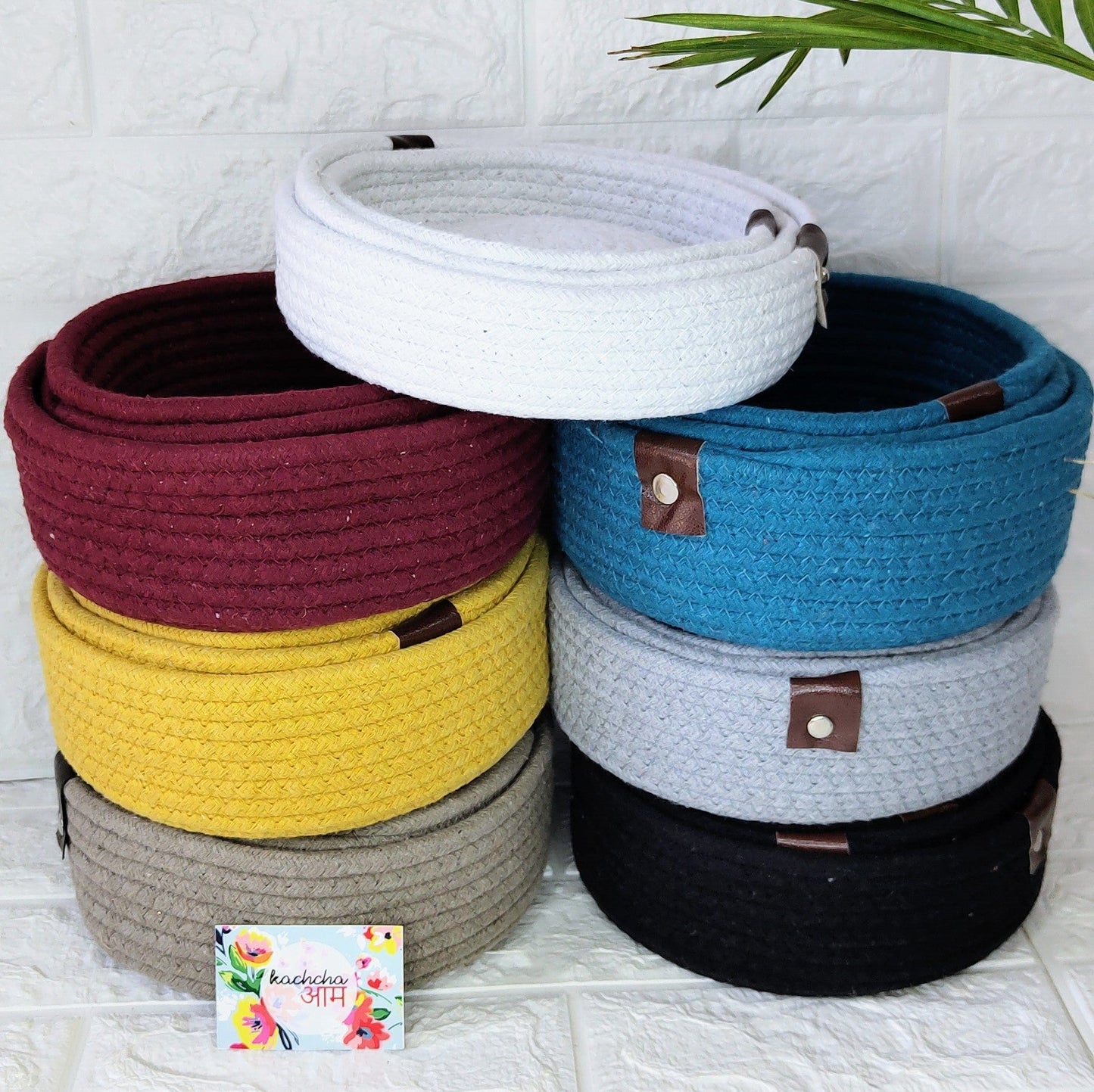 White Round Storage Baskets (Set of 3)